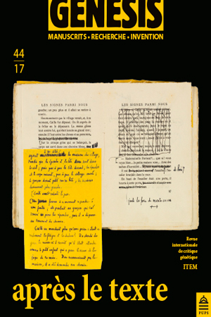 Composition des pages intérieures pour les Presses universitaires de Paris-Sorbonne Revue Genesis 44 aux Presses universitaires de Paris-Sorbonne